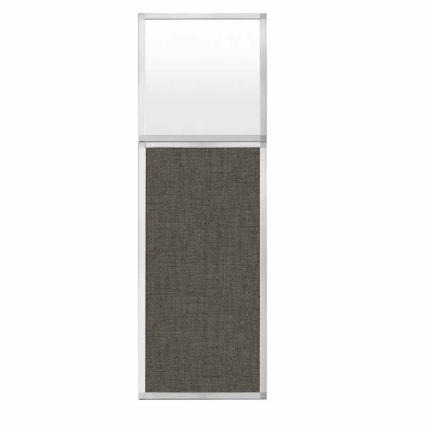 Hush Panel Configurable Cubicle Partition 2' x 6' W/ Window Mocha Fabric Frosted Window